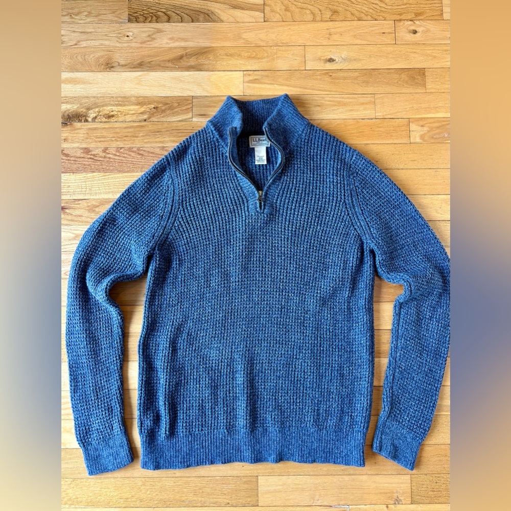 L.L.Bean Men’s Organic Cotton Waffle Quarter-Zip Sweater